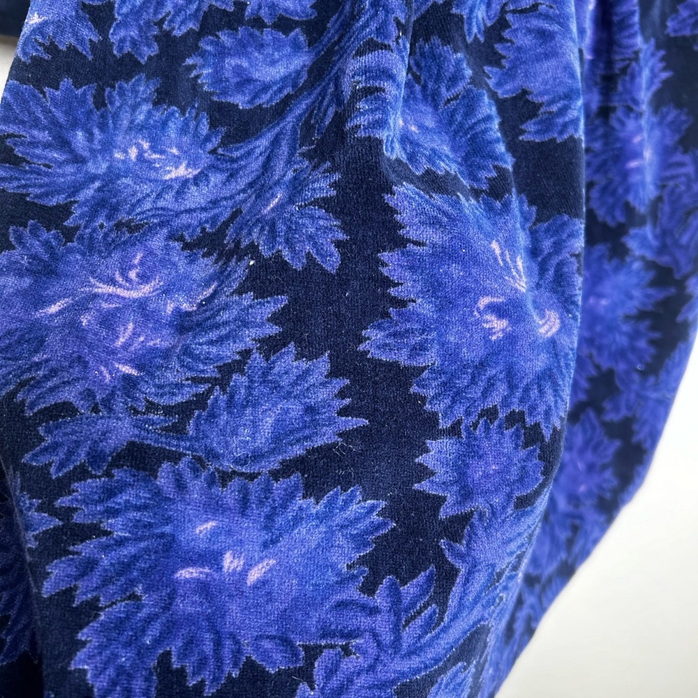 Vintage Cornelloki Velvet Blue Patchwork Button Front Dress Size 3/4 - Picture 3 of 5